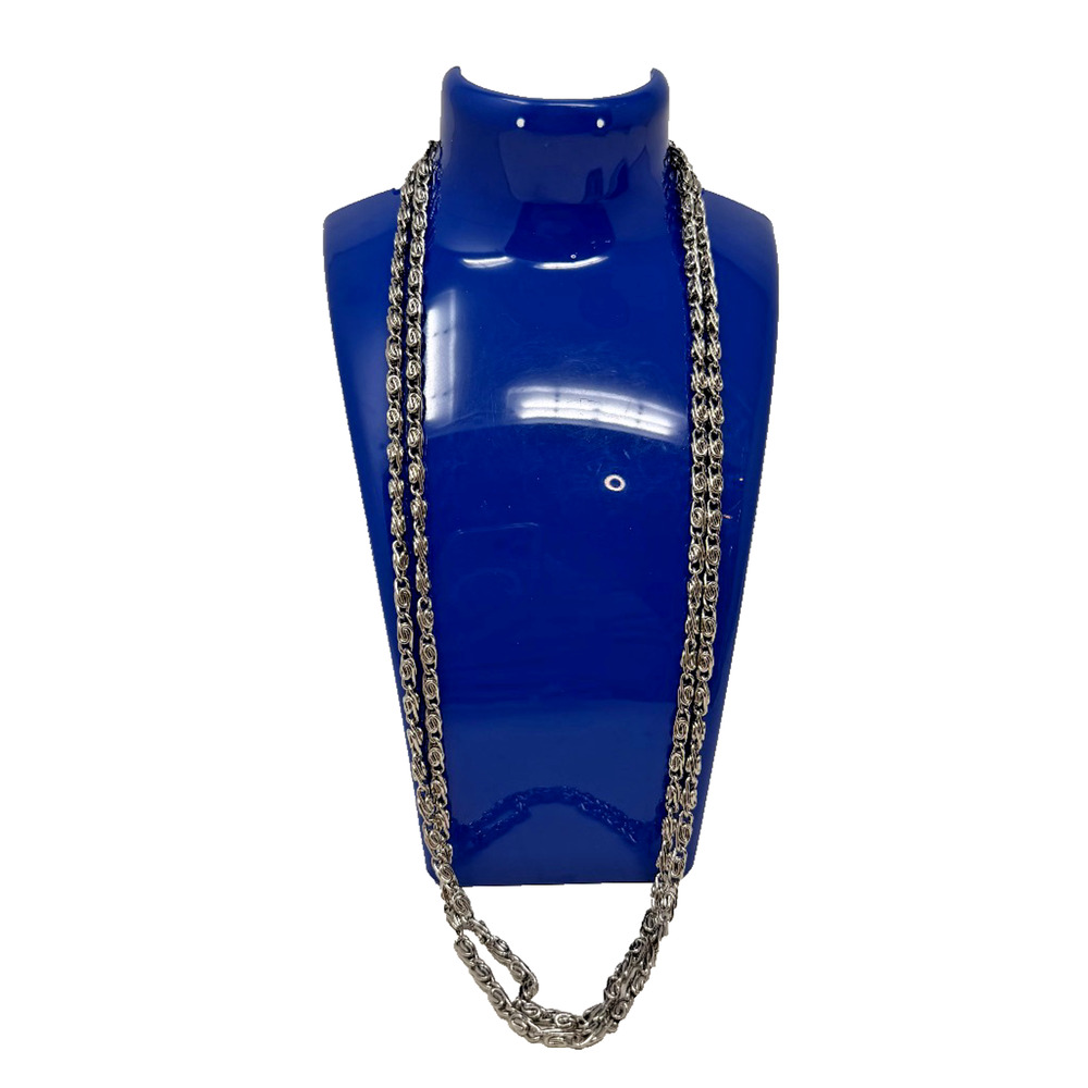 Silver Tone Byzantine Style Chain Link Necklace 22.5 in Fashion Jewelry